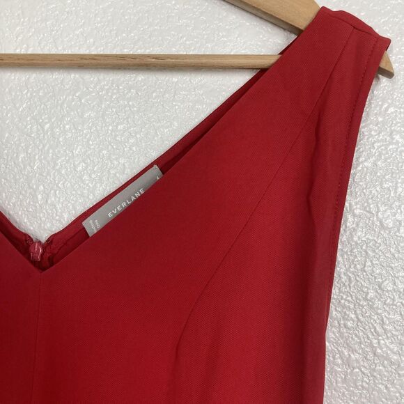 Everlane Jumpsuit Womens 4 Red Sleeveless Wide Leg Belted Linen Blend Pockets - Picture 13 of 16
